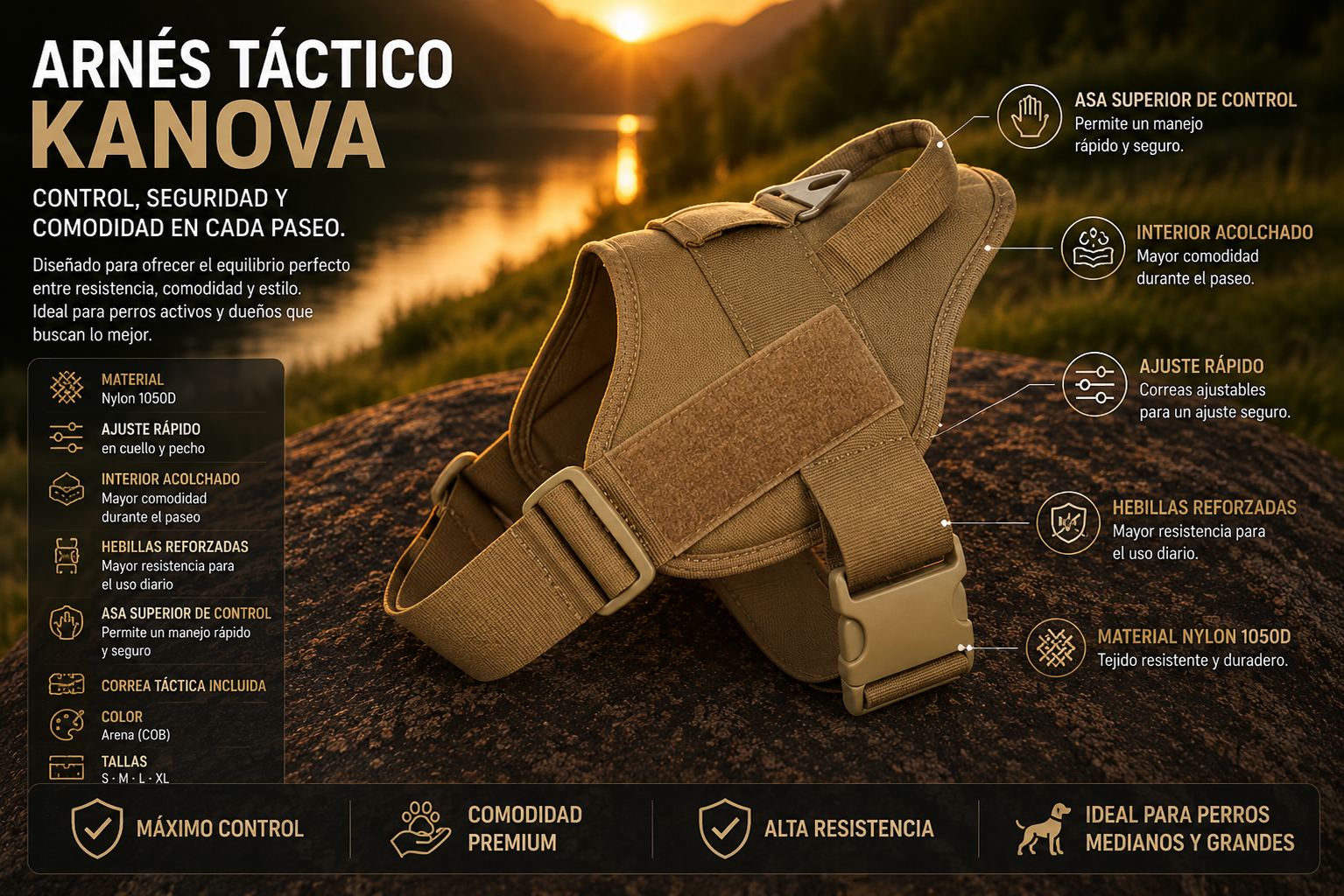 KANOVA™ Arnés Antitirones Premium con Correa | Máximo Control y Comodidad